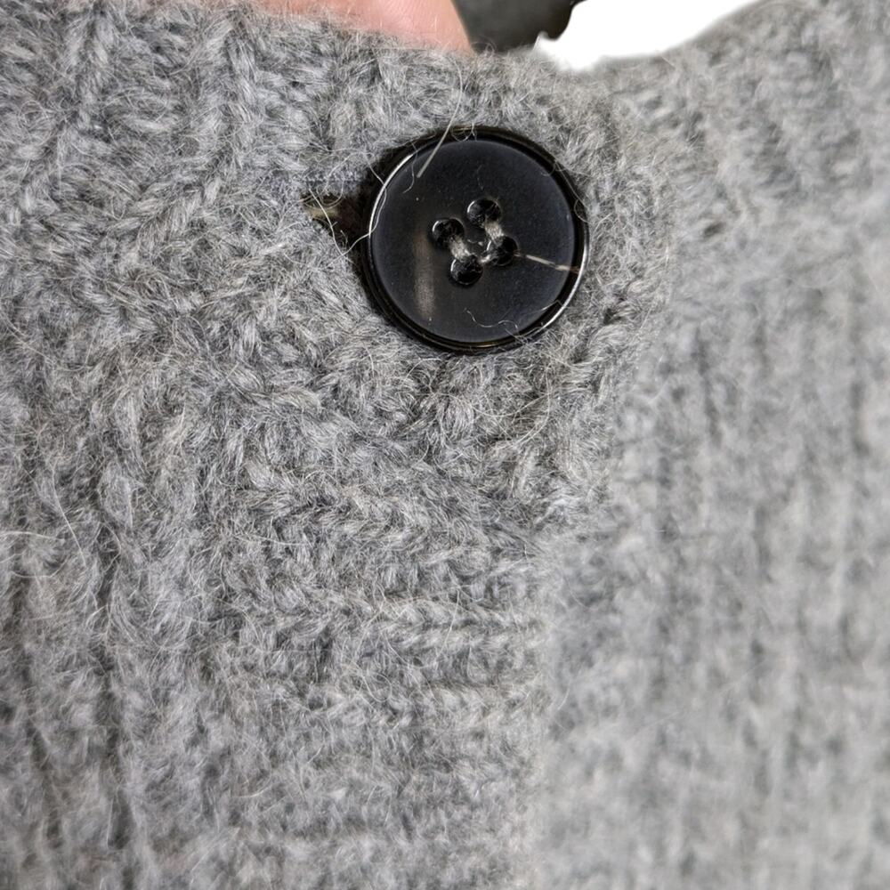 Meimeij Alpaca Mohair Cardigan Sweater Medium Ribbed Tunic Bubble Sleeve Gray - Picture 8 of 11